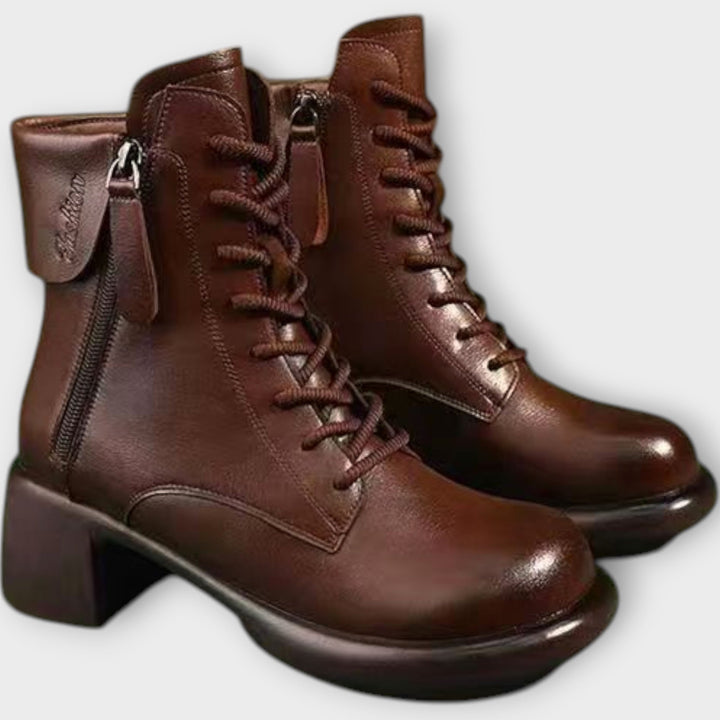 Timeless Chunky Heel Lace-Up Ankle Boots