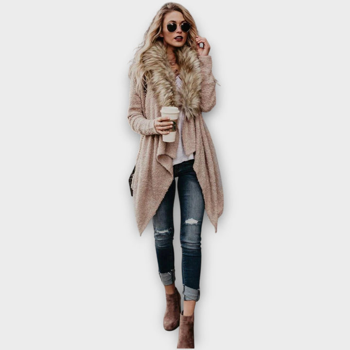 Soft Draped Faux-Fur Cardigan