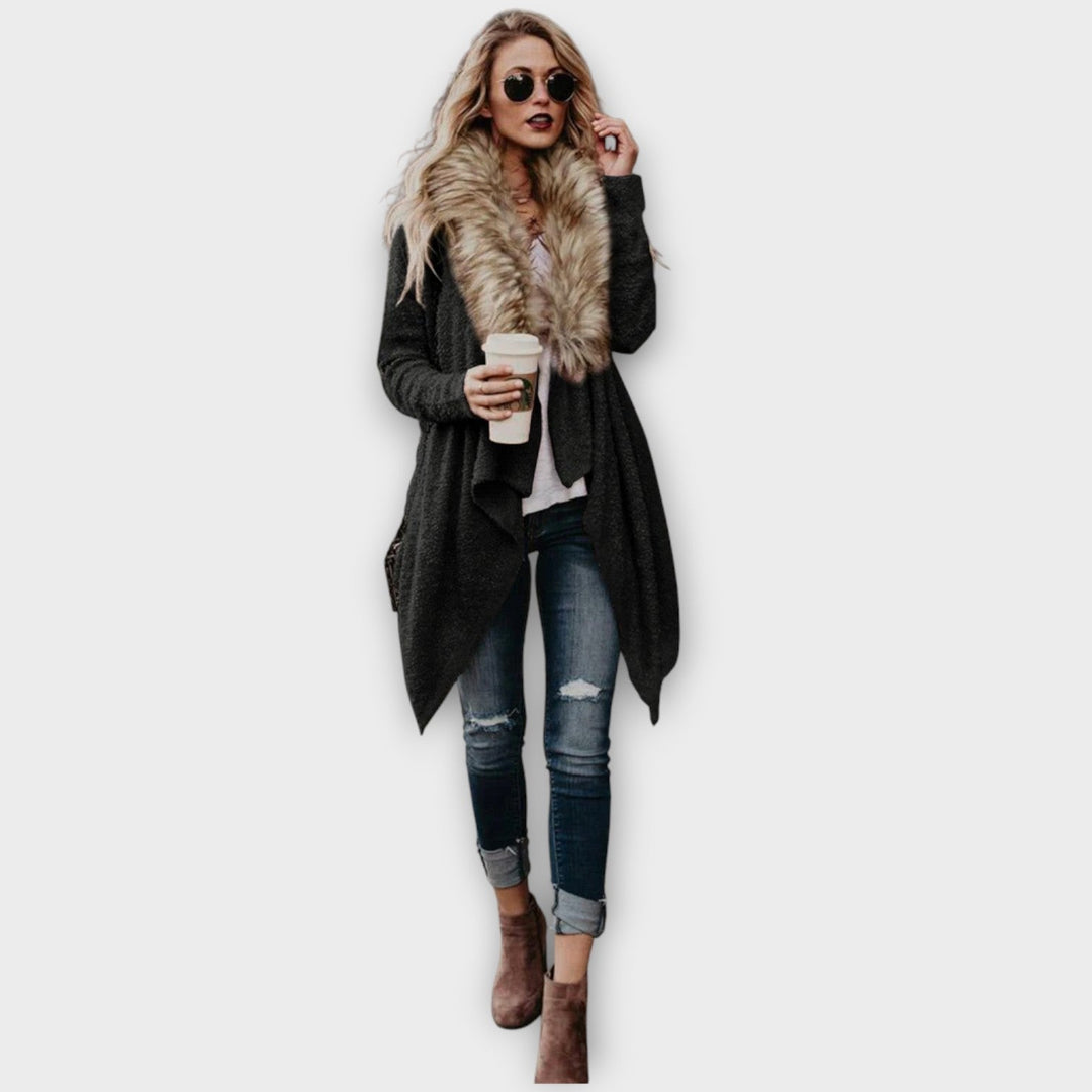 Soft Draped Faux-Fur Cardigan