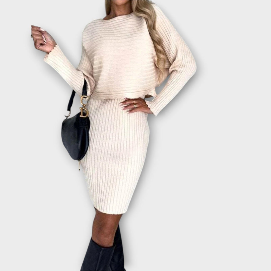 Elegant Ribbed Knit Two-Piece Set