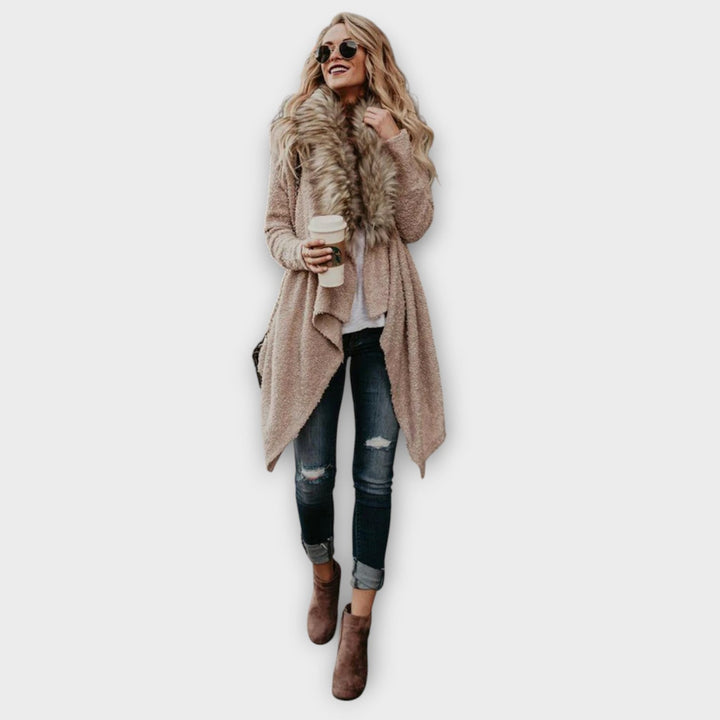 Soft Draped Faux-Fur Cardigan