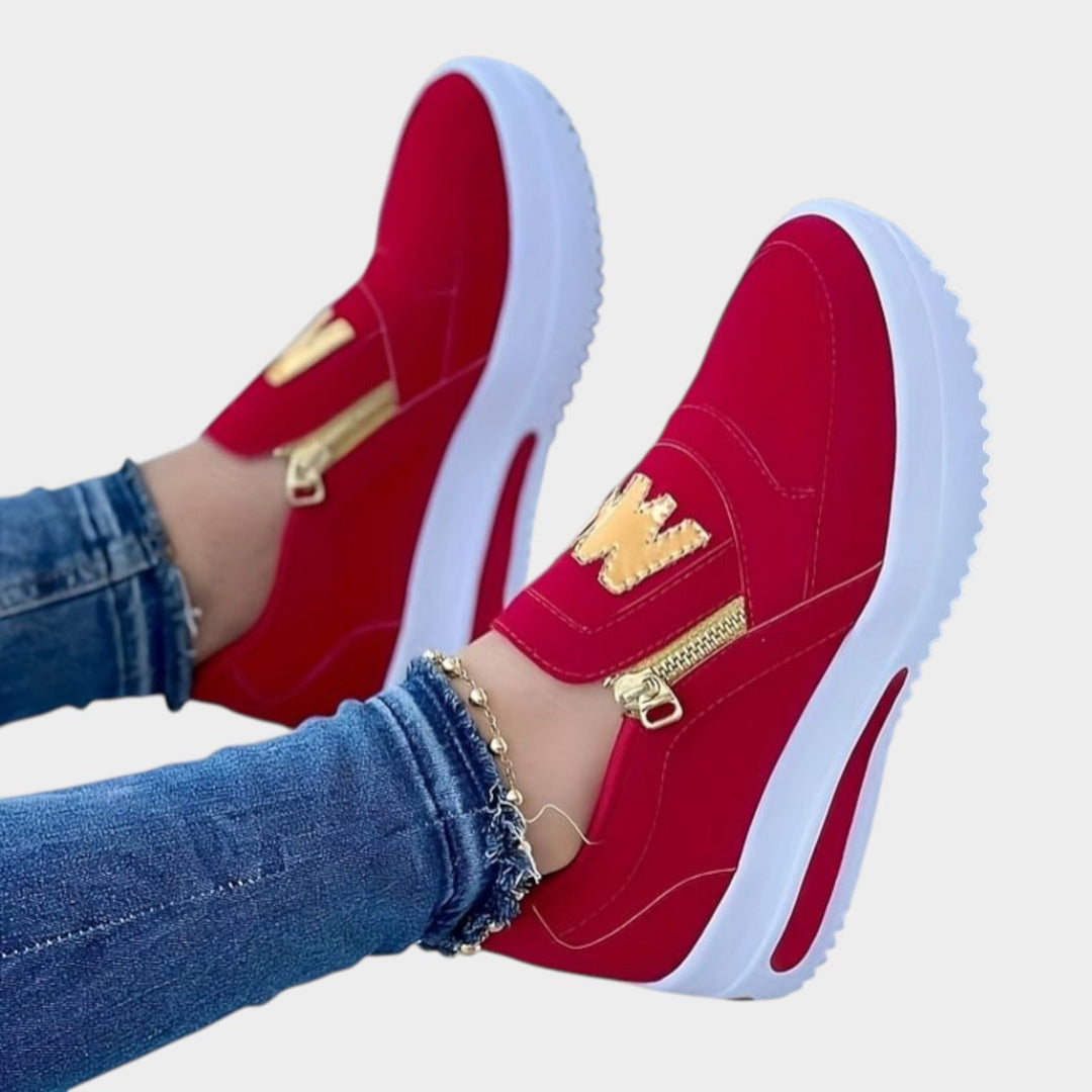 Zip-Detail Platform Slip-On Sneakers