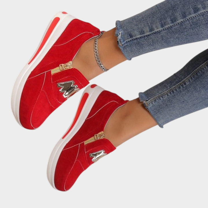 Zip-Detail Platform Slip-On Sneakers