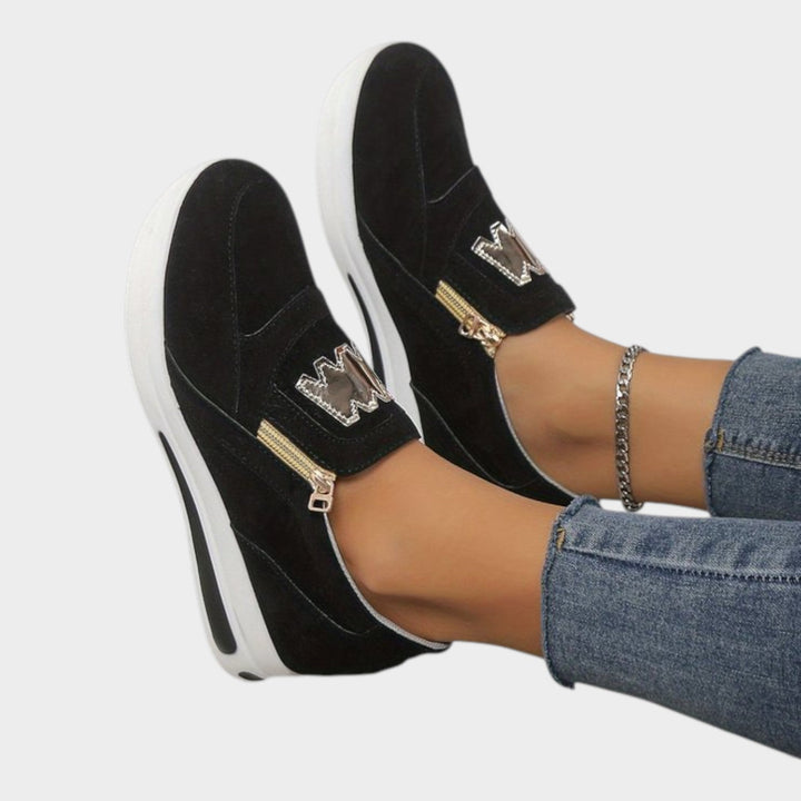 Zip-Detail Platform Slip-On Sneakers