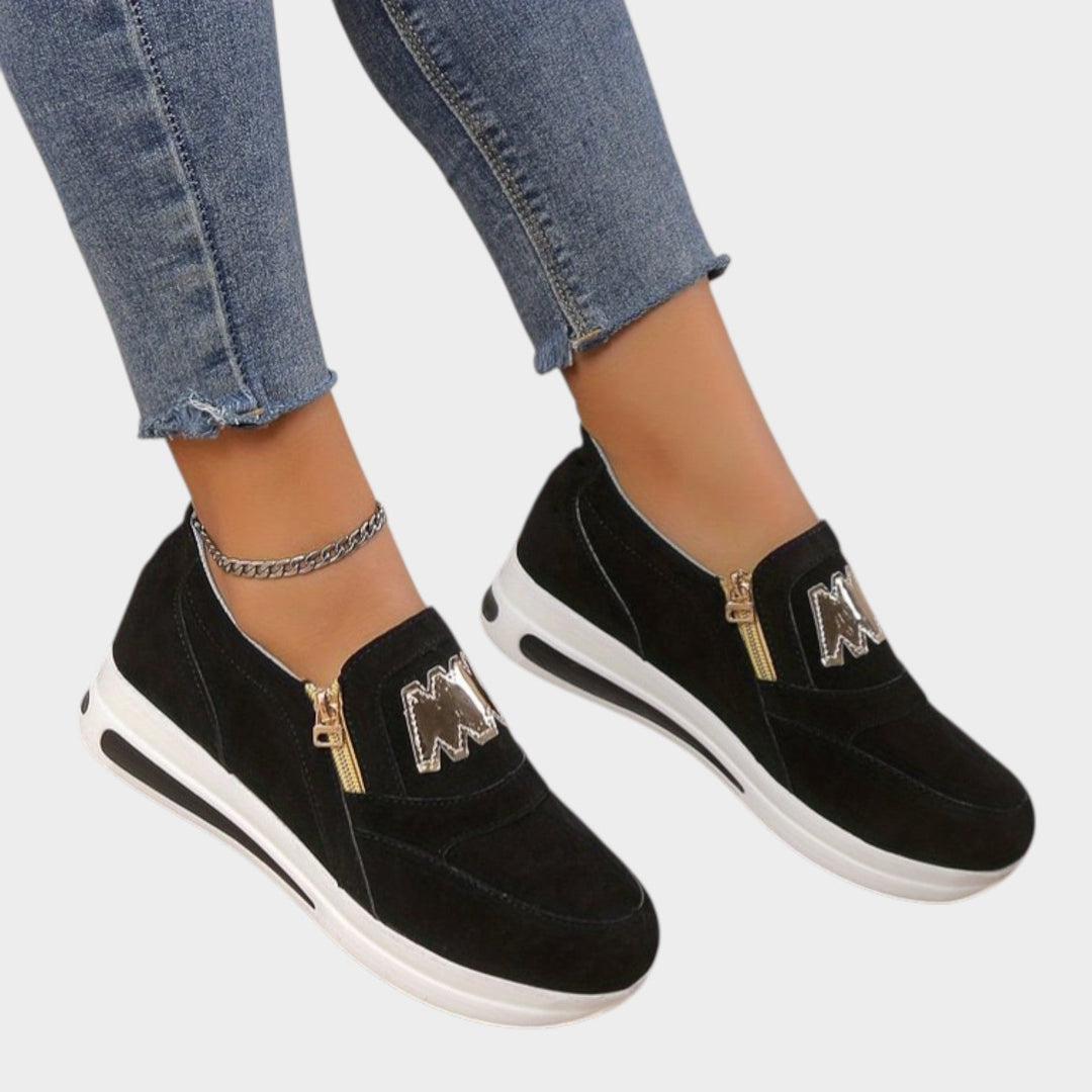 Zip-Detail Platform Slip-On Sneakers