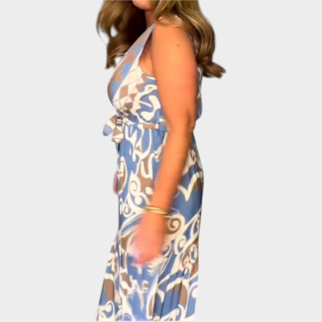 Sleeveless Abstract Print Maxi Dress