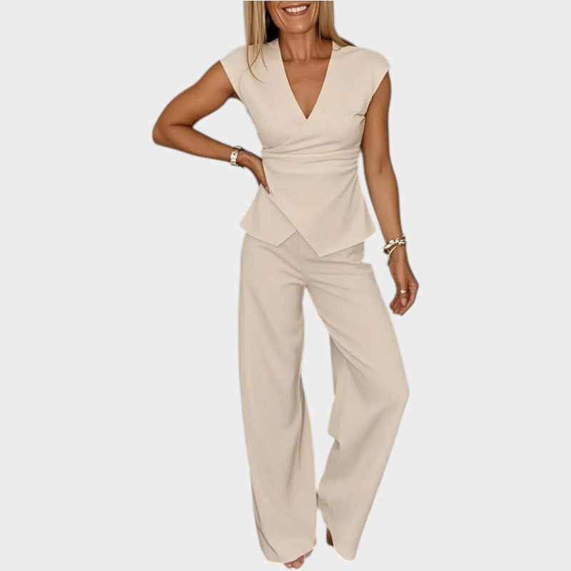 Chic Wrap Top & Wide Leg Set