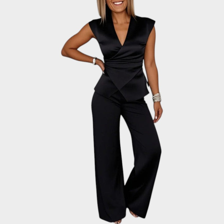 Chic Wrap Top & Wide Leg Set