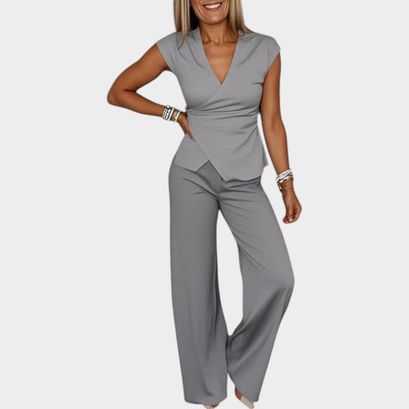 Chic Wrap Top & Wide Leg Set
