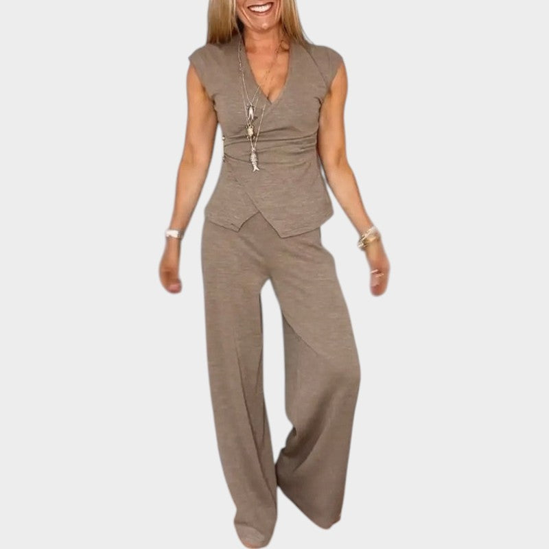 Chic Wrap Top & Wide Leg Set