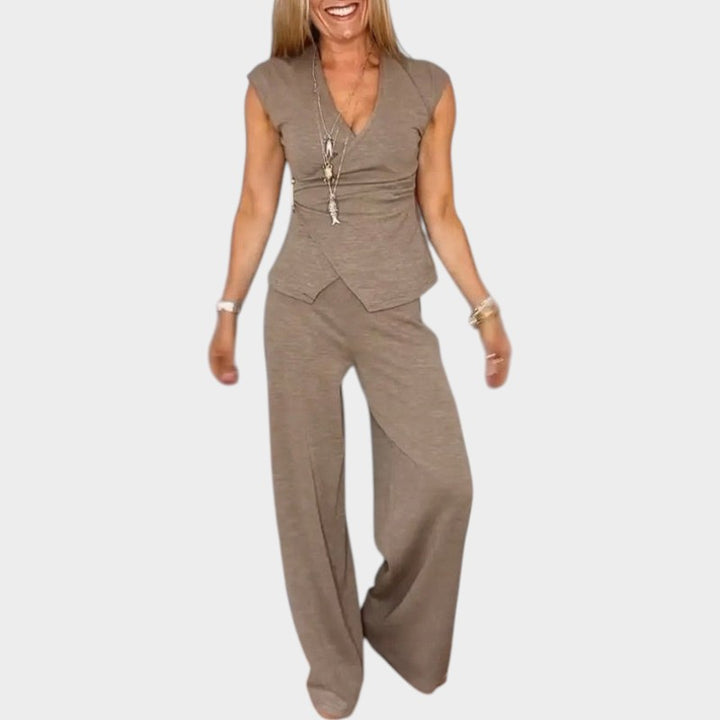 Chic Wrap Top & Wide Leg Set