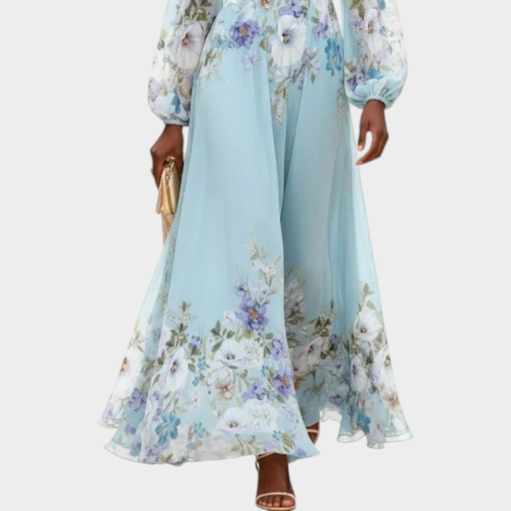 Romantic Floral Chiffon Maxi Dress