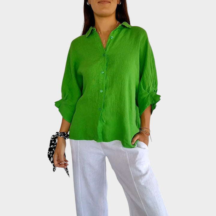 Classic Relaxed Button-Up Blouse