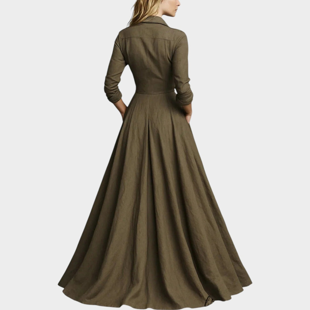 Tailored Collared Full-Length Gown