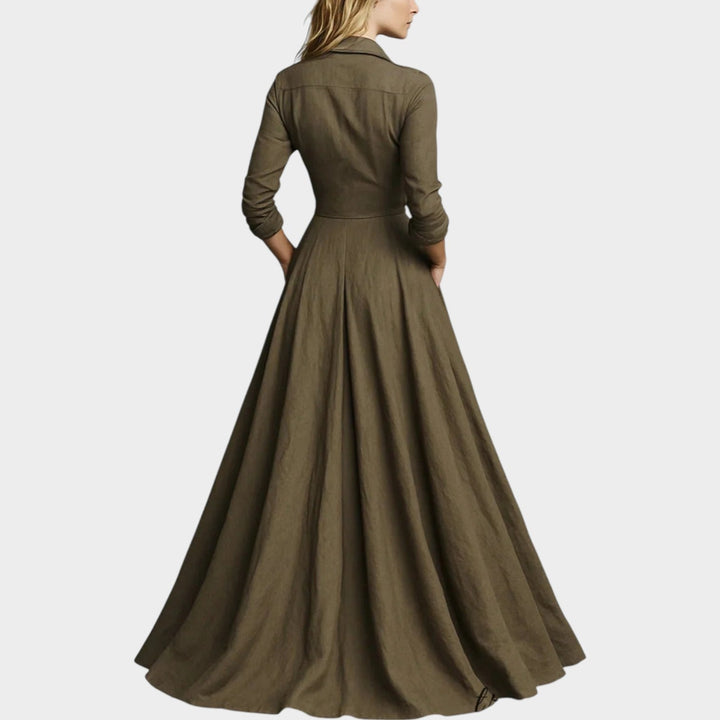 Tailored Collared Full-Length Gown