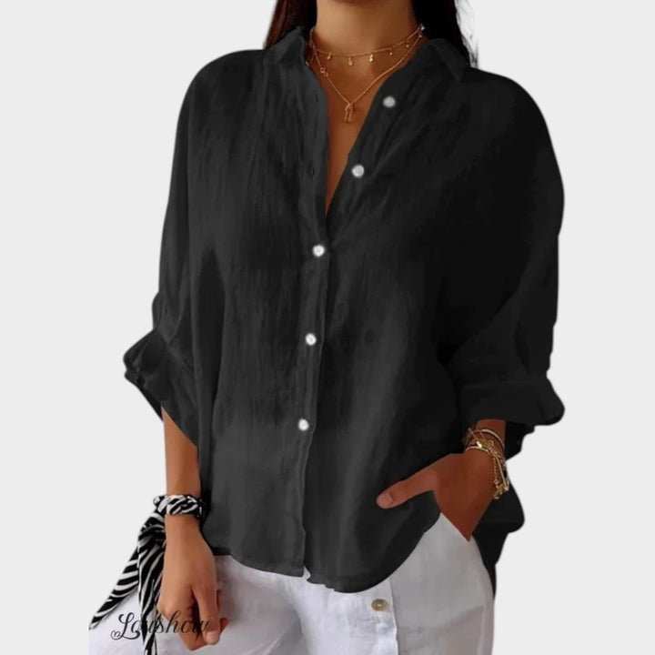 Classic Relaxed Button-Up Blouse
