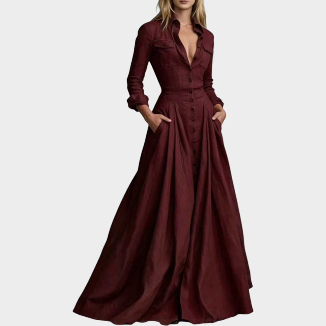 Tailored Collared Full-Length Gown