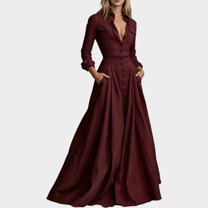 Tailored Collared Full-Length Gown