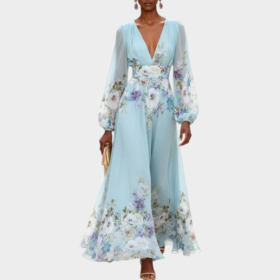 Romantic Floral Chiffon Maxi Dress