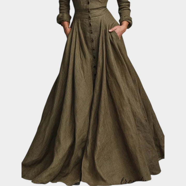 Tailored Collared Full-Length Gown