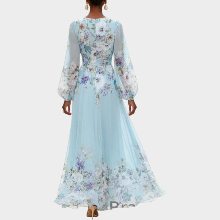 Romantic Floral Chiffon Maxi Dress